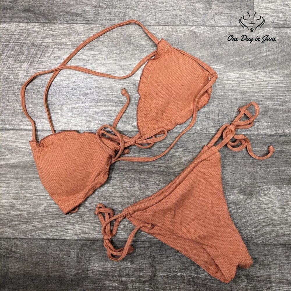 Lilosy Ribbed Padded String Thong Brazilian Size M - Picture 3 of 4